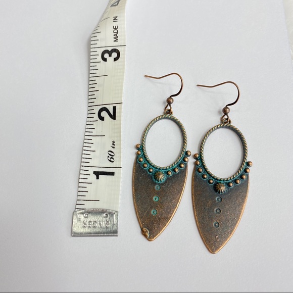Boho aztec style bronze patina earrings 3 pair - Picture 6 of 10